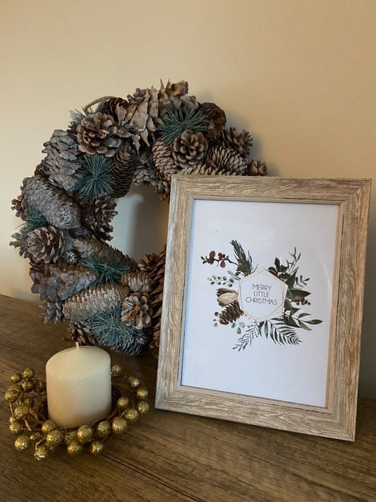 Personalised Custom Wording Christmas With the Surname Family Wreath Christmas Seasonal Wall Home Decor Print-0